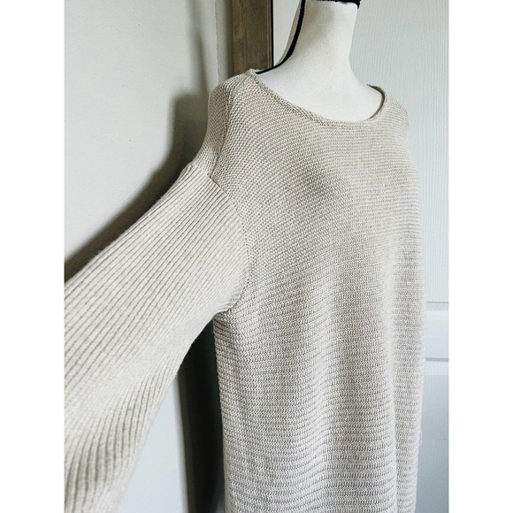 J Jill Womens Knit Silk Wool Blend Long Sleeve Boat Neck Beige Sweater Sz XL - Picture 7 of 16
